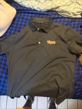 Cutter & Buck Black and White Striped Virginia Polo